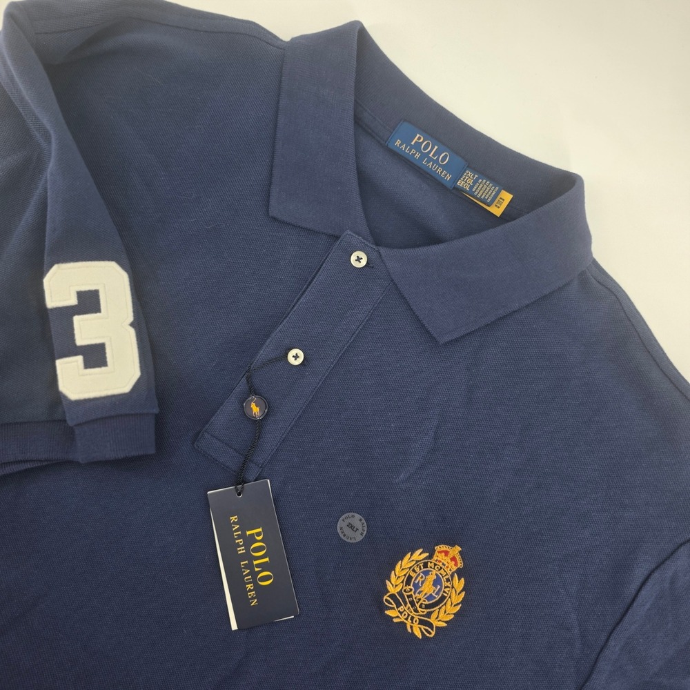 Polo Ralph Lauren Polo Shirt Mens 2XLT Heritage Cotton Navy Blue NWT Preppy Tall